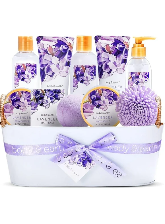 Spa Bath Gift Sets for Women, 11 Pcs Lavender Gift Baskets, Birthday Holiday Bath and Body Sets Beauty Mothers Day Gifts for Mom