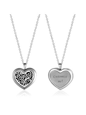 Free Engraving Personalized Aromatherapy Vines Heart Stainless Steel Essential Oil Necklace Diffuser Jewelry Free 12 Pads Gift Box Ship Next Day
