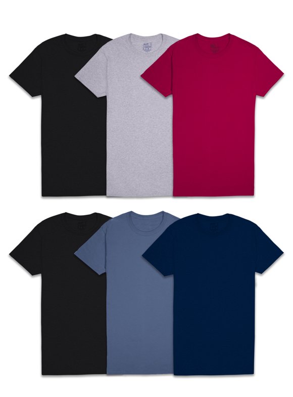 Fruit of the Loom Men's Assorted Color Crew Undershirts, 6 Pack, Sizes S-3XL