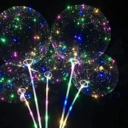 10 Pack LED light up Bobo Balloons DIY kit,3 meter fairy light 20 inch Transparent Bobo Balloon with Multicolored Lights for Party Wedding Decoration