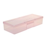 Salon Plastic Rectangle Design Manicure Pen Storage Box Case Clear Pink