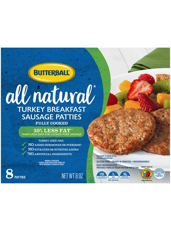 Butterball All Natural Turkey Breakfast Sausage Patties, 8 oz.