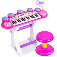 Best Choice Products 37-Key Kids Electronic Piano Keyboard w/ Record and Playback, Microphone, Synthesizer, Stool - Pink