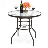Best Choice Products 32in Round TemperedGlass Patio Dining Bistro Table w/ Umbrella Hole