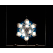 14" Lighted White and Blue Holographic Snowflake Christmas Window Silhouette Decoration