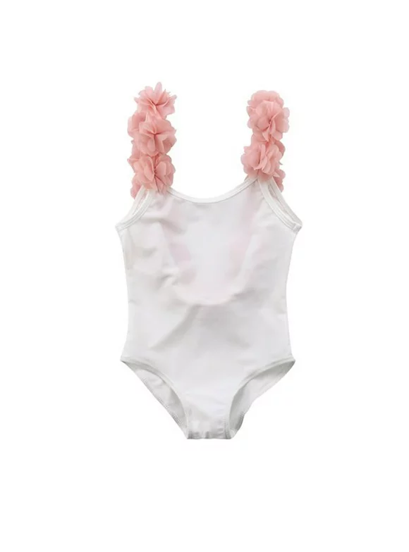 Diconna Toddler Kids Baby Girls Flower Ruffled Swimsuit Swimwear Bathing Suit Outfit
