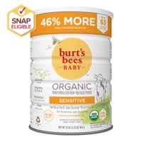 Burts Bees Organic Infant Formula with Iron, Reduced Lactose, Sensitive, 34 oz.