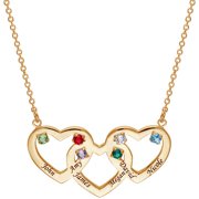 Personalized Family Gold-Plated Name and Birthstone Heart Pendant, 18" with 2" Extender