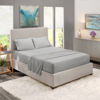 Deep Pocket 4 Piece Bed Sheet Set, Available in King Queen Full Twin and California King, Soft Microfiber, Hypoallergenic, Cool & Breathable, Bedding Bed Sheets set by Clara Clark (Queen, Silver Gray)