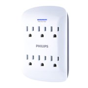 Philips 6-Outlet Surge Protector Wall Adapter, White, SPP3461WA/37