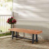 MF Studio Outdoor Patio Acacia Wood Bench 63.0" L x 14.4" W x 17.9" H, Oil Finished Backless Wooden Garden Park Bench for Patio Porch, Modern Slim Outdoor Dining Furniture, Teak Color