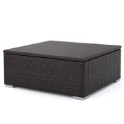 Costa Mesa Outdoor Wicker Coffee Table with Storage, Multibrown