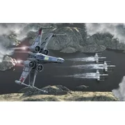 Star Wars Top view of a group of X-Wings flying low in a river valley Rolled Canvas Art - Kurt MillerStocktrek Images (34 x 22)