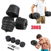 WALFRONT Black Weight Dumbbell Set 66 LB Adjustable Cap Gym Barbell Plates Body Workout