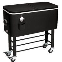 Rio Gear Entertainer Rolling Party Cooler Cart, 77 Qt, Midnight Sands