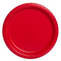 Red Paper Dessert Plates, 7in, 50ct