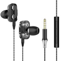 3.5mm Universal Sports Headphone Dual Drivers 4 Units Heavy Bass Stereo HiFi In-ear Wired Earphones