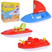 Bath Boat Toy, Pool Toy, 3 PCs Yacht, Speed Boat, Sailing Boat, Aircraft Carrier, Bath Toy Set for Baby Toddlers, Birthday Gift for Kids F-124