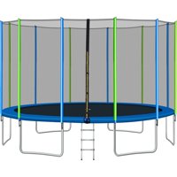 Kiapeise Trampoline with Safety Enclosure Net, Ladder, Wind Stakes Tool