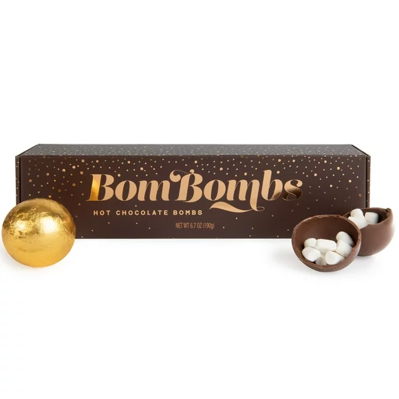 BomBombs Hot Chocolate Bombs Gift Set, Fudge Brownie and Caramel Candy with Marshmallows, Hot Cocoa Set of 5
