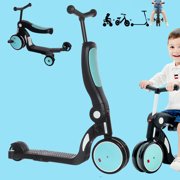 Deluxe Blue 5 in 1 Scooter Adjustable Height Transforming Kick Scooter Walking Car Tricycle for Toddlers Girls Boys Age 18 months to 6 Years Old