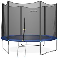 JINS&VICO  10FT Trampoline for Kids/Adult with 6FT Enclosure Net, 661LBS Capacity 3-4 Kids, High Waterproof Mat and Inclined Ladder, Outdooe/Indoor Park Kindergarten