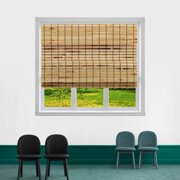 TJ GLOBAL Cordless Flatstick Bamboo Roman Window Blind Sun Shade, Light Filtering Shades with 7-Inch Valence - Light Bamboo (40" x 72")