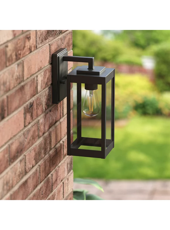 Dewenwils Outdoor Wall Light Exterior Lighting Fixture with Clear Glass Shade,Matte Black Weatherproof, E26 Base