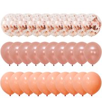 Rose Gold, Confetti and Blush Pink Balloons  Pack of 30, Great for Bridal Shower Decorations, Birthday | Bridal Shower Balloons | Pre-filled Rose Gold Confetti Metallic Balloons, 3 Style, 12 Inch