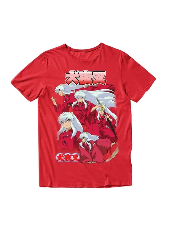 INUYASHA Feudal Dog Demon Anime Mens and Womens Short Sleeve T-Shirt (Red, S-XXL)