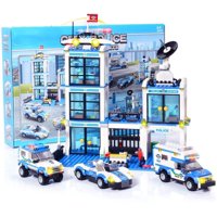 City Police Station Building Toy, City Police Blocks Set, Police Car Building Bricks Kit with Cop Car & Patrol Vehicles, Best Education Learning Roleplay Toy for Gift Kids Boys Girls 6-12 (736 Pieces)