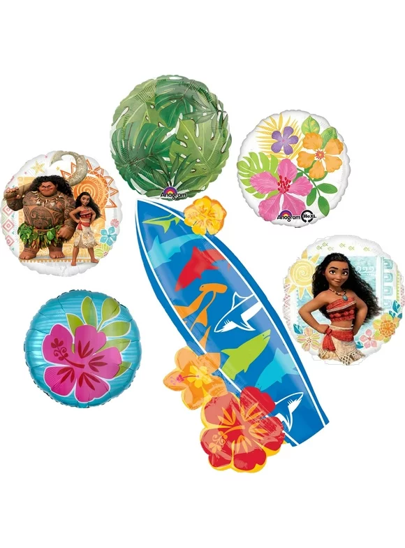 Moana Party Supplies Surfboard Beach Birthday Balloon Bouquet Decorations