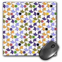 3dRose Yellow Purple and Green Spanish Alhambra Geometric Mosaic Pattern on White - Windmills and Stars, Mouse Pad, 8 by 8 inches