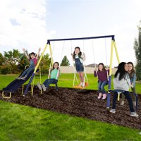 Sportspower Palmview Swing Set with Teeter-Totter, Standing Swing, and 5ft Heavy Duty Slide