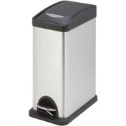 Honey Can Do TRS-06309 8L Rectangular Step Trash Can, Silver/Black