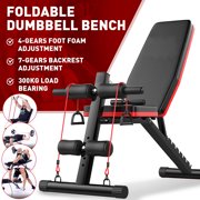 Foldable Dumbbell Bench 7 Gears Backrest Sit Up AB Abdominal Fitness Rope Gym