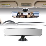 TSV Universal 290mm Wide Curve Interior Rear View Mirror for Car Truck, 360 Rotatable Rearview Mirror with Mirror Suction Cup