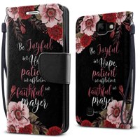 FINCIBO Kickstand Card Holder Magnetic + Flap Wallet Pouch Cover Case for LG K3 LS450, Christian Quotes Romans 12:12