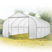 KapscoMoto Garden Greenhouse Walk-In Green Hot Plant House Shed Storage PE Cover 20ft x 10' Hothouse for Fruits, Vegetables, Plants, and Flowers - 20ft L x 10ft W x 7ft H