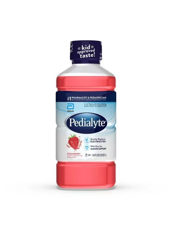 Pedialyte Electrolyte Solution, Hydration Drink, Strawberry, 1 Liter
