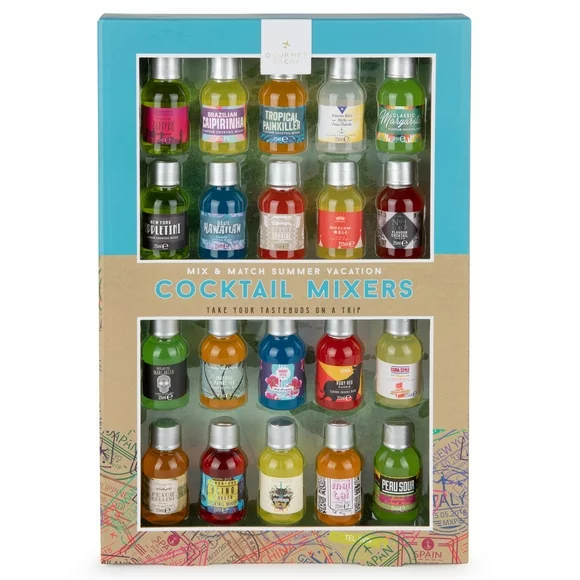 Thoughtfully Cocktails, Mix and Match Cocktail Mixer Mini Sampler Gift Set, Set of 20 (Contains NO Alcohol)
