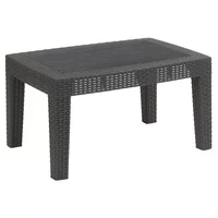 Afuera Living Wicker Plank Top Patio Coffee Table in Dark Gray