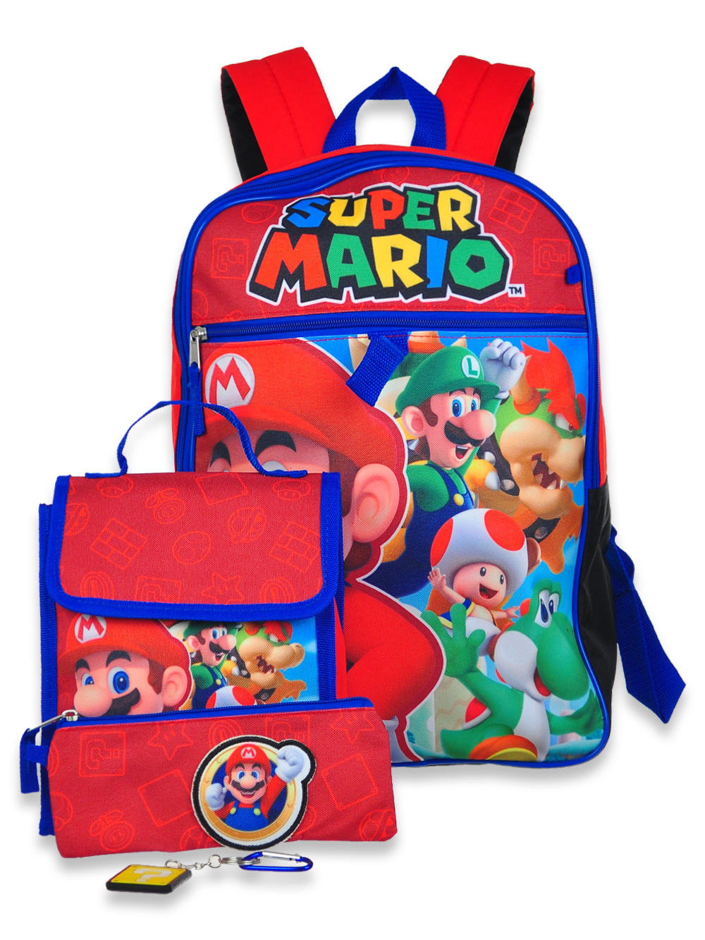 Super Mario Boys' 5-Piece Backpack & Lunchbox Set - red/multi, one size