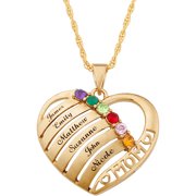 Family Jewelry Personalized Mother's Mother Birthstone & Name Heart Necklace, 20"
