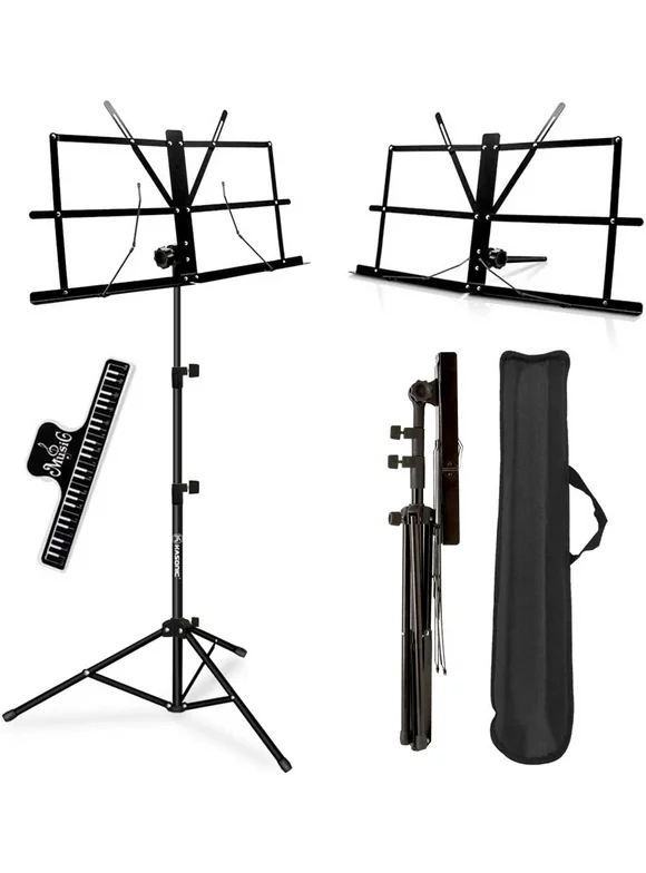 Music Stand, Kasonic Professional Collapsible Music Stand Portable and Lightweight with LED light, Music Sheet Clip Holder and Carrying Bag Suitable for Instrumental Performance