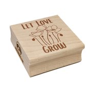 Let Love Grow Poppy Flowers Wedding Square Rubber Stamp Stamping Scrapbooking Crafting - Small 1.25in