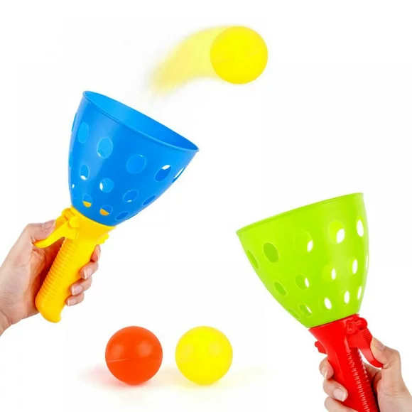 Outdoor Indoor Game Activities For Kids, Pop-Pass-Catch Ball Game With 2 Catch Launcher Baskets And 4 Balls, Summer Beach Birthday Party Favors Gifts Toys