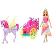 Barbie Dreamtopia Princess Doll, 11.5-In Blonde, With Fantasy Horse And Chariot