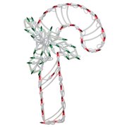 18" Red and Green LED Lighted Candy Cane Christmas Window Silhouette Decoration