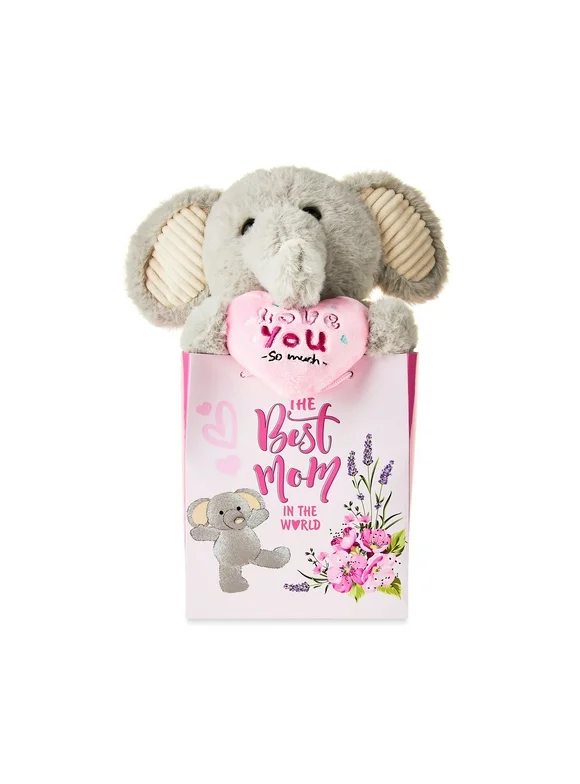 Mother's Day 12 inch Gray Elephant Plush in Gift Bag, by Way To Celebrate